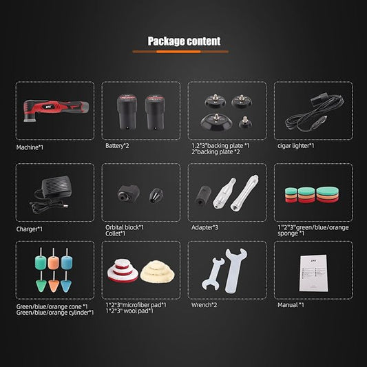 Mini Oribtal Polisher Variable Speed Car Polisher 12V Car Detailing Machine, Rechargeable Batteries, Polisher for Car Detailing Polishing Cleaning