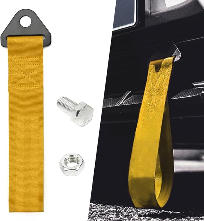 RASTP Racing Tow Strap, Car Modification Sports Trailer Belt Fit for Front or Rear Front Bumper Decorative (Gold)