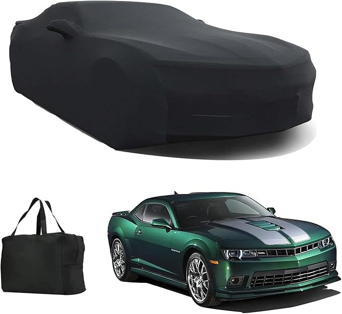 Indoor Car Cover Custom Fit for Camaros SS, RS, ZL1, Z/28、LS, 1LT, 2LT, 3LT, LT1 Luxurious Soft Stretch Satin Car Cover Breathable Dust-Proof for Underground Garage, Car Show