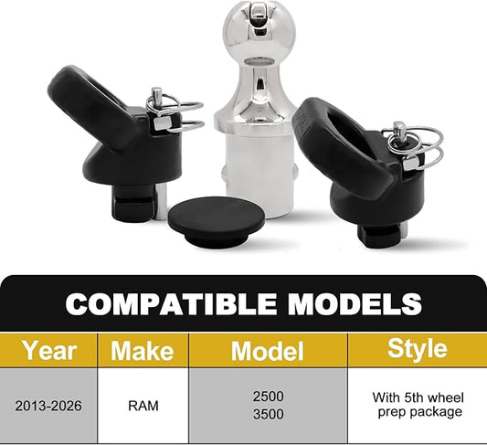 60618, Puck System Gooseneck Hitch Ball Kit, Compatible with 2013-2026 Dodge RAM 2500 3500, 2-5/16 Inch Gooseneck Ball for Truck Bed with 2 Gooseneck Safety Chain Anchors | 38000 lbs GTW/ 9500 lbs VTW