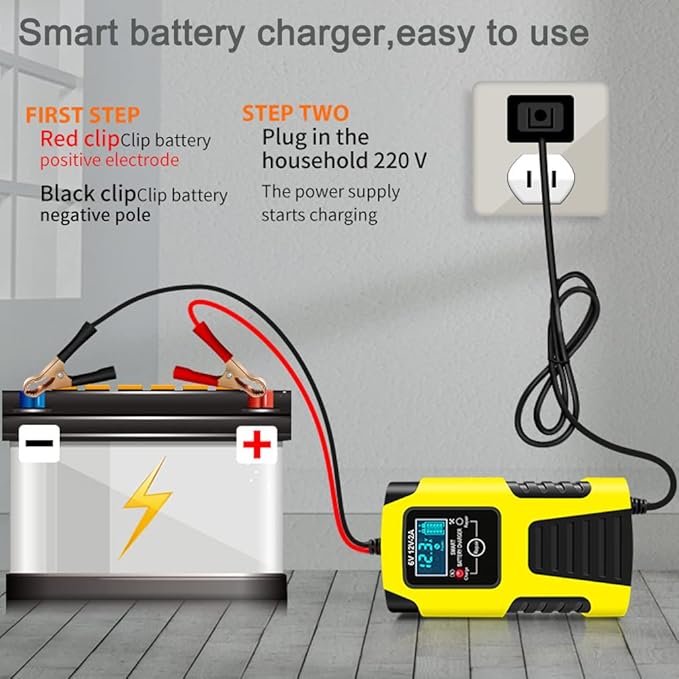 6V 12V Battery Charger Maintainer, 2-Amp Fully Automatic Smart Charger, Portable Trickle Charger,Car Battery Repair and Desulfator for Automotive,Boat,Motorcycle,Lawn Mower,RV,ATV,Toy Car