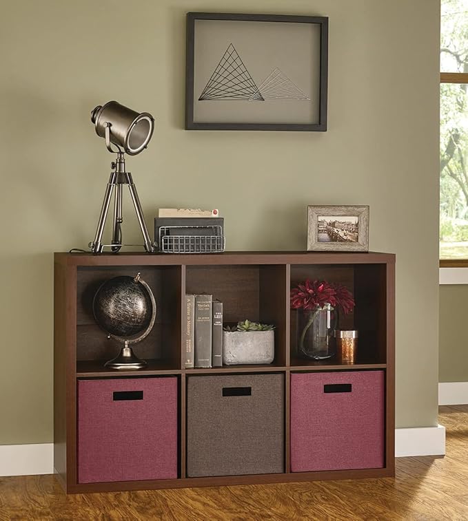 ClosetMaid 6 Cube Storage Shelf Organizer Bookshelf with Back Panel, Easy Assembly, Wood, Dark Chestnut Finish