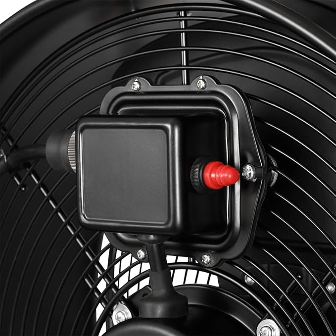 W58352 16-Inch Dust King High Velocity Floor, Exhaust, or Blower Fan, Black, 3-Speed, 270-Degree Adjustable Tilt, IP64 Waterproof, Ideal for Contractors and DIY in Warehouses and Factories