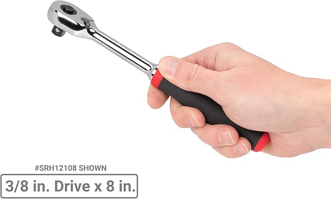 TEKTON 3/8 Inch Drive Quick-Release Comfort Grip Ratchet Set, 4-Piece (4-1/2, 8, 12, 18 in.) | SRH91107