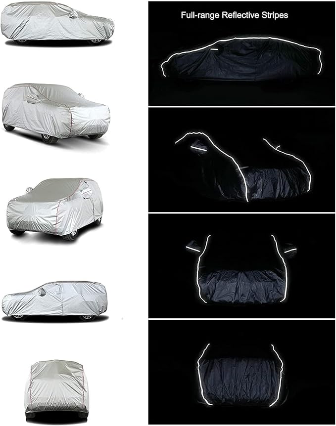 Tecoom Hard Shell Waterproof Car Cover, Zipper Design for All Weather, UV-Proo and Windproof, Fits 206-215 Inches Full-Size SUV/Van, Indoor Outdoor Use