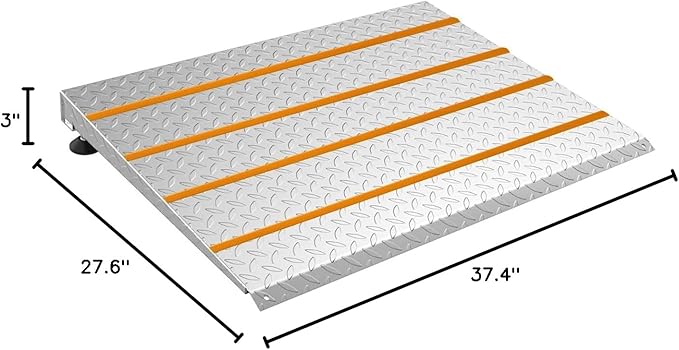 Height Adjustable Door ramp, Ramp for 3", 5.0" to 6.3" Rise Steps, Heavy Duty Front Door ramp for Elderly wheelchairs/Walkers/Scooters(27.6" L*37.4" W, Alloy Iron, 36LBs, Max 800LBs).
