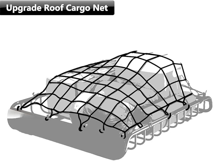 Cargo Nets 47" x 36",6mm Premium Bungee Cord Net,3" x 3" Grid Mesh Cargo Net,Auto Roof Tie-Down Net with 14 Hooks