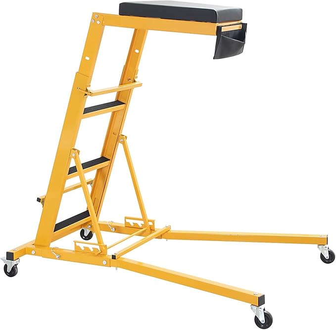 Automotive Top side Creeper, Adjustable Top Side Engine Creeper 48"-66", 400 LBS Capacity Heavy Duty Automotive Engine Creeper with Padded Deck & 4 Swivel Caster Wheels, Black Mat and Yellow Body