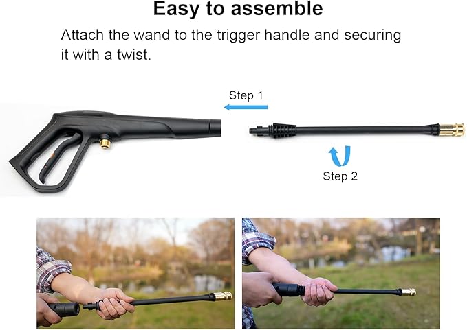 Pressure Washer Gun Set, Max W.P. 2320PSI, B.P. 5000PSI, Replacement for Ryobi Powerstroke Greenworks, M22-14mm & M22-15mm Fitting, 4 Stainless Steel Nozzle Tips & Holder