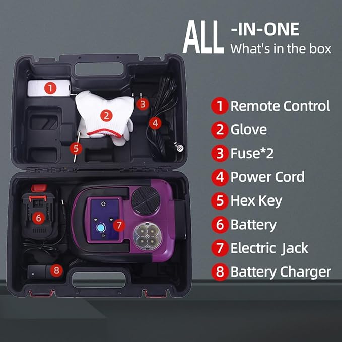 Electric Car Jack Hydraulic Cordless Remote Control 5 Ton 12V Small Portable Cordless Floor Jack Lift for SUV Sedan Vehicle MPV Car Change Tire Emergency Repair Tyre Purple