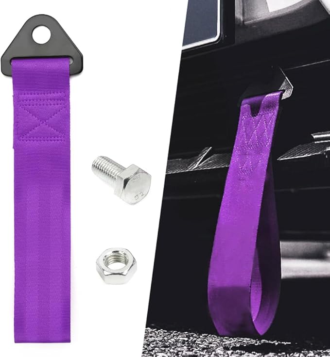 RASTP Racing Tow Strap, Car Modification Sports Trailer Belt Fit for Front or Rear Front Bumper Decorative (Purple)