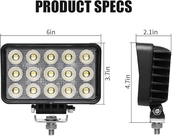 Exzeit 120W 6 Inch Trator Work Light, 10400Lms Excavator Flood Light Offroad Lighting fits Farm Tractor Engineer Truck, 12/24V