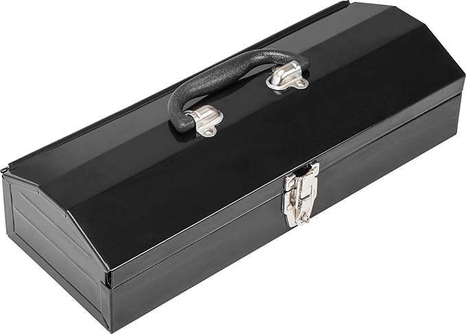 Torin ATB102B 16" Hip Roof Style Portable Steel Tool Box with Metal Latch Closure, Black