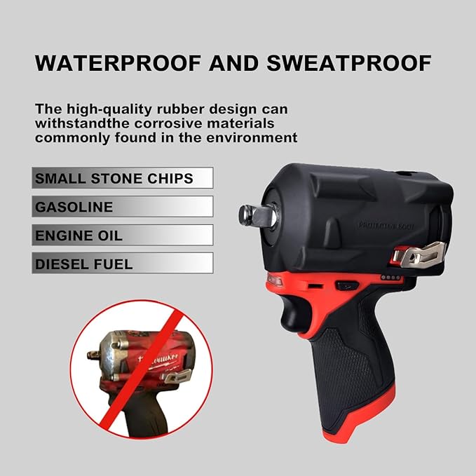 Rivershine Protective Rubber Boot Cover for 12V Stubby Impact Wrench, Heavy Duty Impact Driver Boot, Power Tool Protective Sleeve (1 Pack)