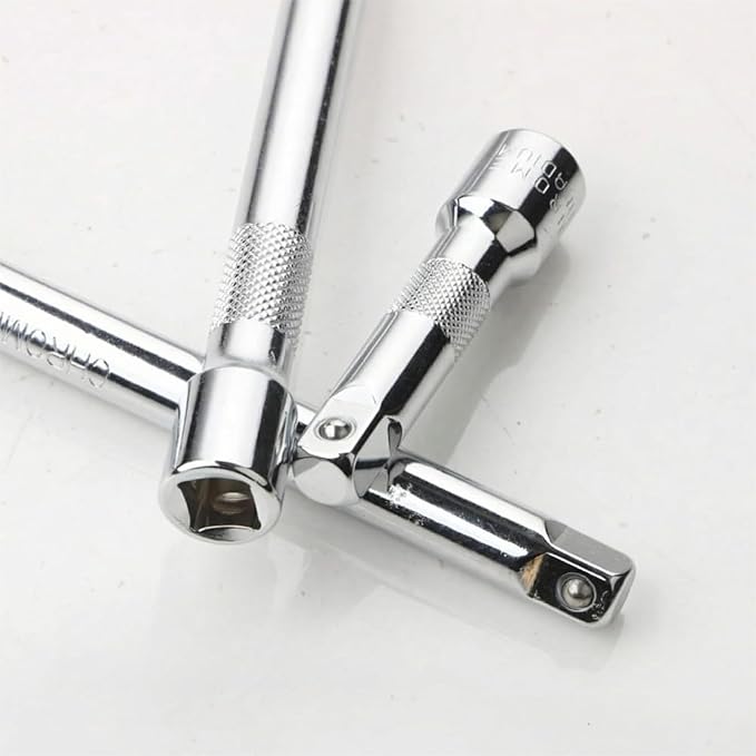 EMSTAR 4PCS 1/4" Drive Socket Extension Set, 2", 4", 6" (50mm, 100mm, 150mm) Bars with Universal Joint, Premium Cr-V Steel