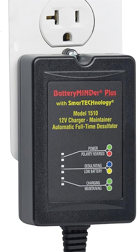 BatteryMINDer 1510: 12 Volt-1.5 Amp Battery Charger, Battery Maintainer, and Battery Desulfator – Designed for Cars, Trucks, Motorcycles, ATV, Boats, RV