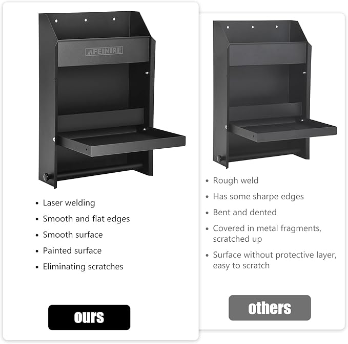 Flip-Out Storage Cabinet for Garage & Trailers, Workstation with 2 Shelves, Paper Towel Holder & Aluminum Mounting Cabinet, Space-Saving Design for Aerosol Cans, Quart Jugs, Medium