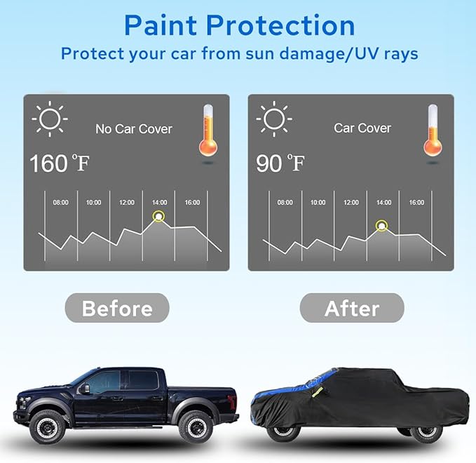 Avecrew All Weather Truck Cover - Waterproof, Rain, Snow, UV & Dust Protection (210"-230")