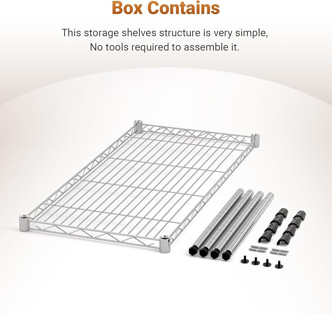 Simple Deluxe 1-Tier Shelving Units, 29.92" W x 13.78" D x 14.96" H Steel Wire Rack Storage Shelving Organizer, Chrome