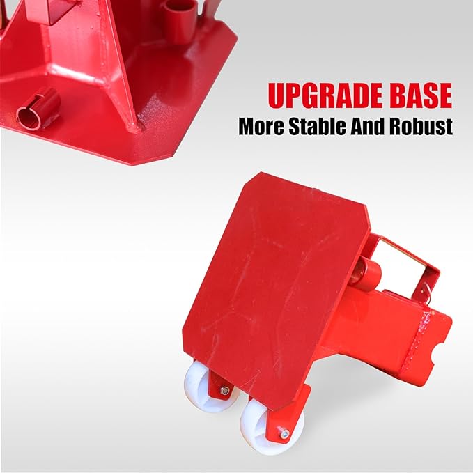 Big RED Torin 12 Ton Heavy Duty Jack Stands: Pin Style Jack Stand with 2 Casters and Handle, Easily Portable Car Stand for Cars, SUVs, Truck and Pick Ups - Red