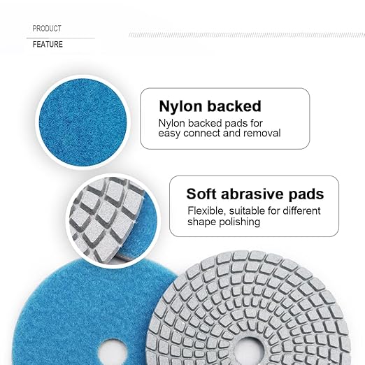 SHDIATOOL 8Pcs 4 Inch Diamond Wet Polishing Pads with White Bond White Buff for Marble Granite Stone
