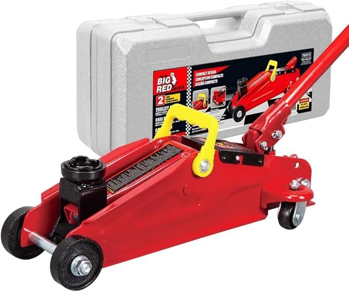 BIG RED T82012 Torin Hydraulic Trolley Service/Floor Jack with Blow Mold Carrying Storage Case, 2 Ton (4,000 lb) Capacity, Red