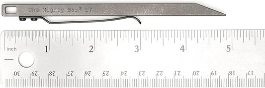 The Mighty Bar LT, Long Titanium Edition Pry Bar Tool, Stainless Steel Pocket Clip for EDC Made by Gear Spool