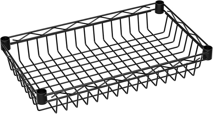 Golpart 6 Tier Basket Shelf Wire Shelving Unit Adjustable Storage Shelves Big Basket Rack for Garage Kitchen Office Pantry Corner 17.2" Dx12.2 Wx63 H Black