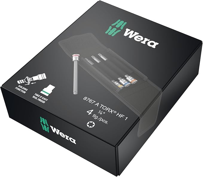 WERA 05003375001 8767 A TORX® HF 1 Zyklop bit Socket Set with Holding Function, 1/4" Drive, 4 Pieces
