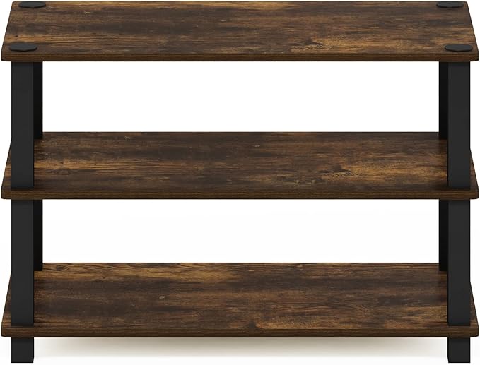 Furinno Turn-S-Tube 3-Tier Shoe Rack, Amber Pine/Black