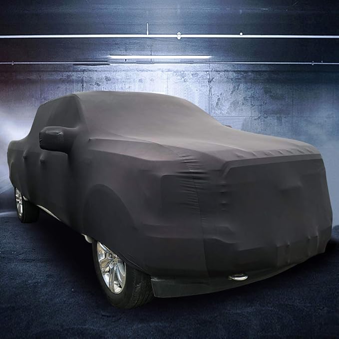 WinPower Indoor Car Cover Stretch Cloth Dust-Proof Underground Garage Car Show for Pickup Truck, Large SUV, Black, 232 x 82 x 77 inches