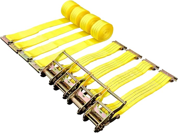 E-Track Ratchet Tie Down Straps, 2 in x 15 ft, 4,400 lb Breaking Strength, 4-Pack