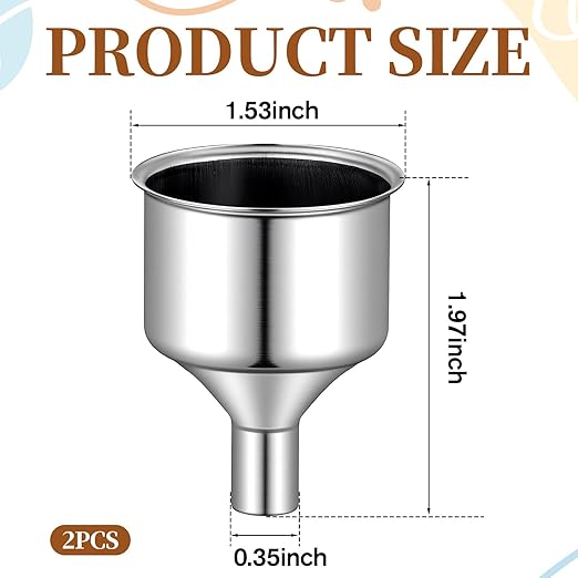 2 Pcs Stainless Steel Flasks Funnels 3/8" Small Kitchen Funnel Set Spout for Flasks Oil Bottle Liquid Perfume Bottle Coffee Beans