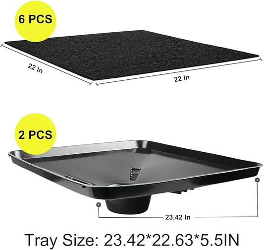 2-Pack 17892 Transmission Drain Pan for Lisle Oil Drains, 6Pcs 22'' Oil Drain Splash Pads, Large Fluid Catch Pan Square Oil Drain Pan Fits Different Funnels Keep Floor Clean