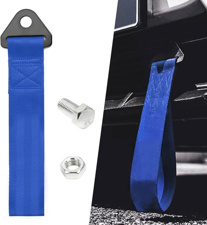 RASTP Racing Tow Strap, Car Modification Sports Trailer Belt Fit for Front or Rear Front Bumper Decorative (Blue)
