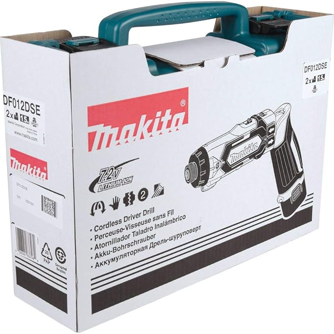 Makita DF012DSE 7.2V Lithium-Ion Cordless 1/4" Hex Driver-Drill Kit with Auto-Stop Clutch