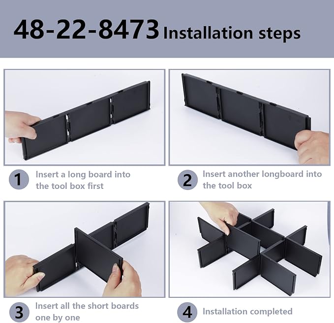 48-22-8473 Packout Dividers For Milwau-kee Packout 3 Drawer Dividers Tool Box (Black)
