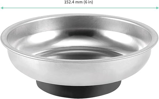 FUNSUEI 10 Packs 6 Inches Magnetic Tray, Stainless Steel Magnetic Bowl, Round Magnetic Parts Tray for Pins, Screws, Bolts, Nuts, Small Parts