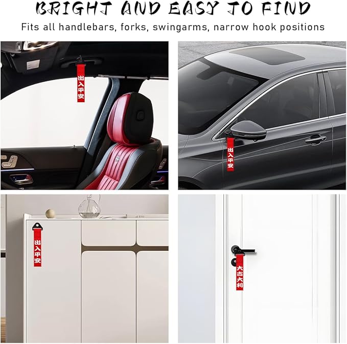 Ohleats Car JDM Tow Strap, Racing Trailer Belt with Chinese Slogan, Decorative Sports Trailer Hook Traction Rope Fit for Front or Rear Bumper, Universal Exterior Car Accessories (Style 3)