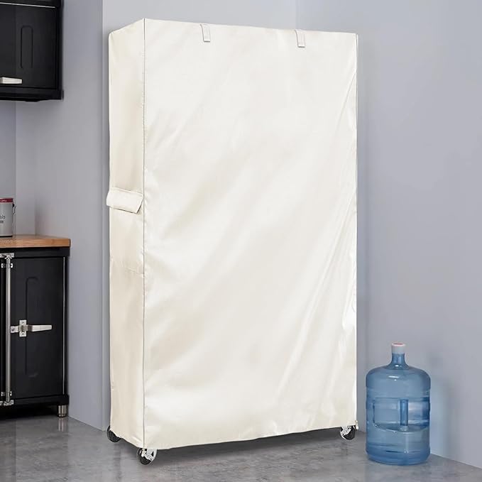 Heavy-Duty Waterproof Wire Shelf Cover, Garage Storage Shelving Protector, Universal Fit 30 x 14 x 62 Inch Rack Covers with 1" Tolerance (White)