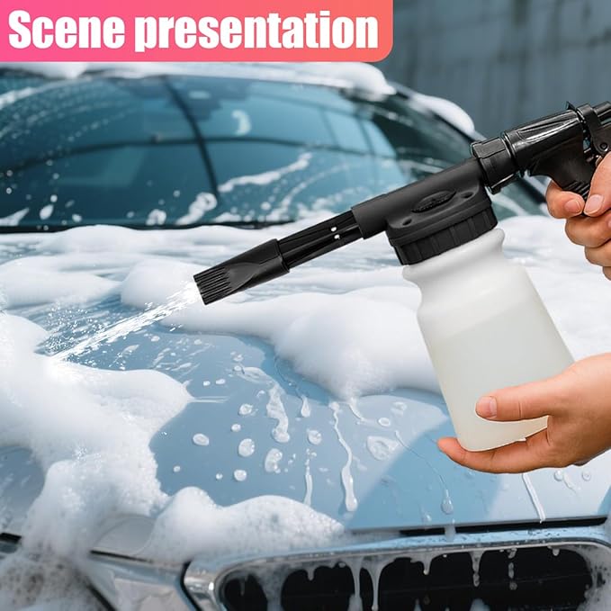 YoRise Car Wash Foam Gun, Adjustable Foam Cannon for Hose, Car Wash Sprayer with 6 Levels of Foams Concentration, Car Washing Soap Sprayer Connect to Any Garden Hose (Black)