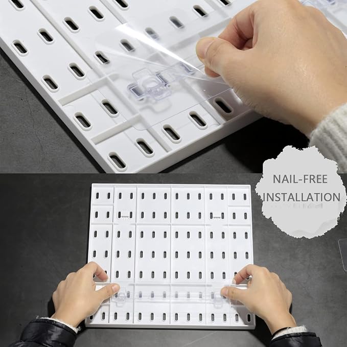 MULSAME Pegboard Combination Kit, Wall Mounted Storage Set with 8 Pegboards & 32 Accessories Hanging, Pink Peg Boards Organizer for Walls Display, Crafts Organization, Kitchen Organizer, 22" x 44"