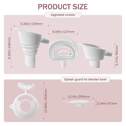 2Pcs Flour Funnel for Kitchen Mixer Bowl Cover Set, Compatible with Kitchen 4.5-5 Tilt-Head Stand Mixer, Anti-Splash Baking Accessories, Dishwasher Safe Comes with Brush, Shovel, Scraper