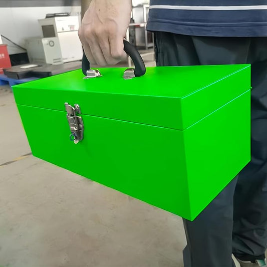 Metal Toolbox Portable Locking Tool Box Metal Took box Tool Box Organizer Toll Box Tool Kit for Women Tool Organizers with Latch-Green
