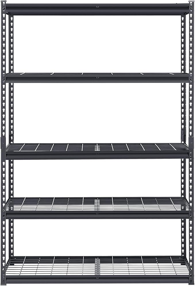 VEVOR Storage Shelves, 3000 lbs, 5 Tier Heavy Duty Garage Shelving, 20" D x 48" W x 72" H Adjustable Metal Shelves for Industrial Shelving Unit Utility Shelf, for Kitchen, Warehouse, Basement, Black