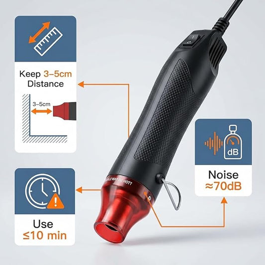 QWORK Mini Heat Gun, 300W Portable Hot Air Tool for Crafts, Epoxy Resin, Shrink Tubing & DIY, with Stand 110V