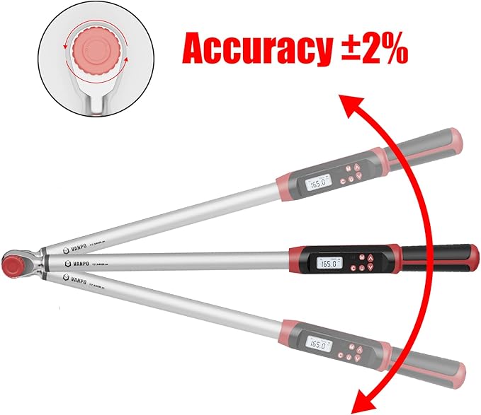 VANPO Digital Torque Wrench 1/2-Inch Drive 12.5-250.8 ft-lbs./17-340Nm, Electronic Torque Wrench with Buzzer & LED Indicator, Accurate to ±2%,Torque Wrench Set for Bike Moto Car