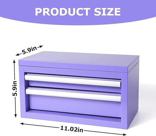 Mini Steel Tool Box with Drawers - Small Tool Chest for Small Item Storage Organizer - Portable Metal Toolbox Organizer with Tool Drawer (mini purple)