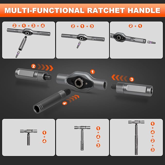 42-in-1 Magnetic Ratchet Screwdriver Set, Professional T-Handle Multi Bit Tool Kit with S2 Steel Bits, Portable Repair Set with Compact Case for Gifts, Electronics, Furniture & DIY