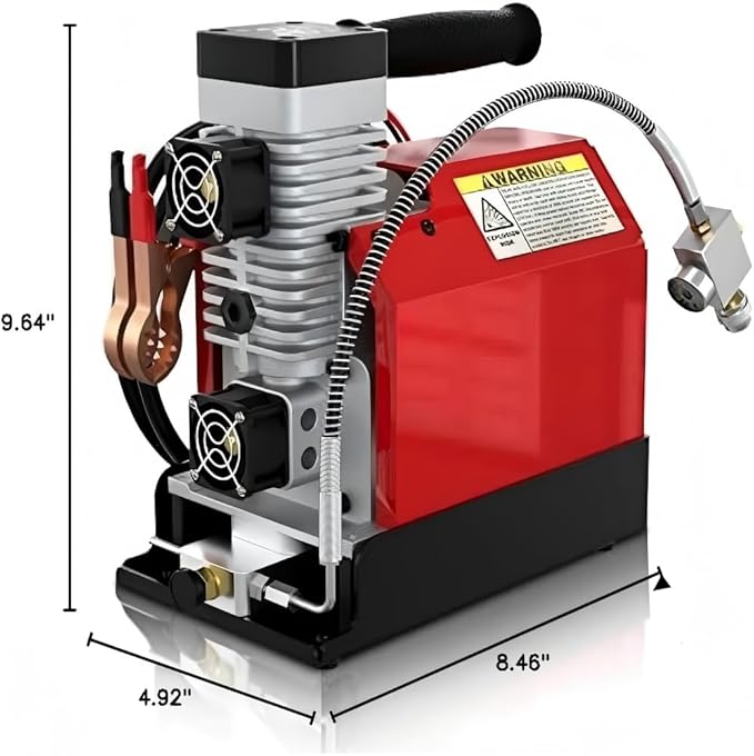 GX PUMP GX-E-CS2 Portable PCP Air Compressor, 4500Psi/30Mpa, Oil-Free,Powered by Car 12V DC or Home 110V AC with Converter (Included), Paintball Tank Compressor with Extra Moisture-Oil Separator